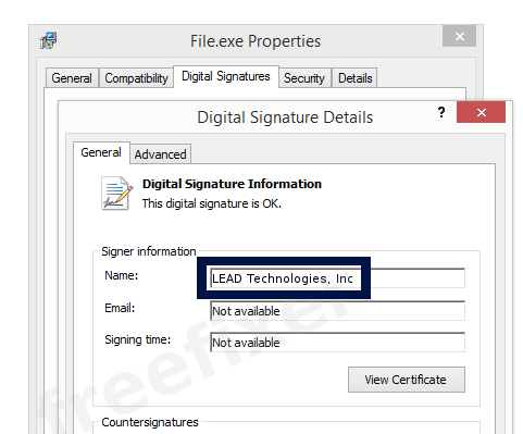 Screenshot of the LEAD Technologies, Inc certificate